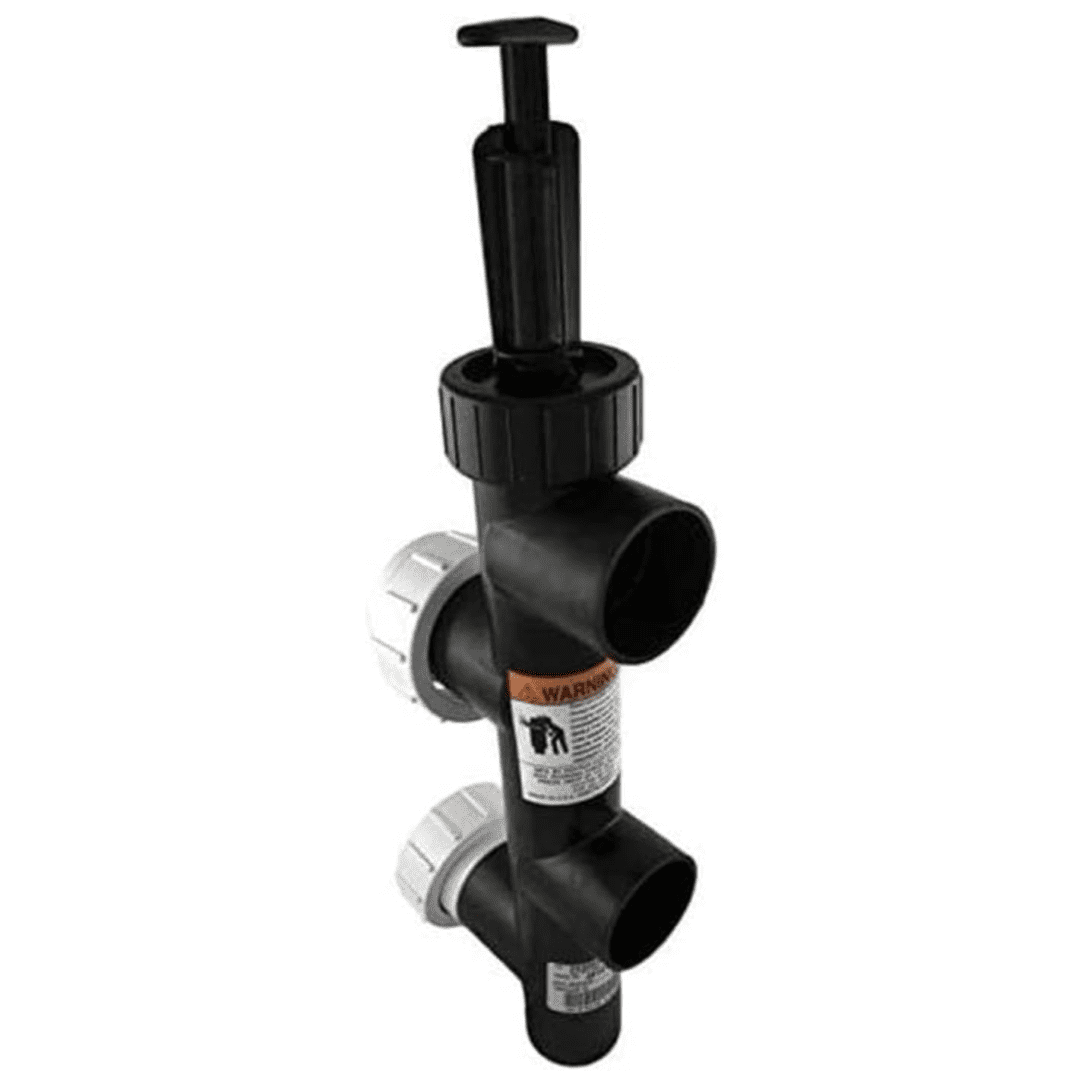 A Pentair 263053 7-4/5-Inch Push Pull Valve Replacement Pool/Spa Sand and D.E. Filter with a handle on it.